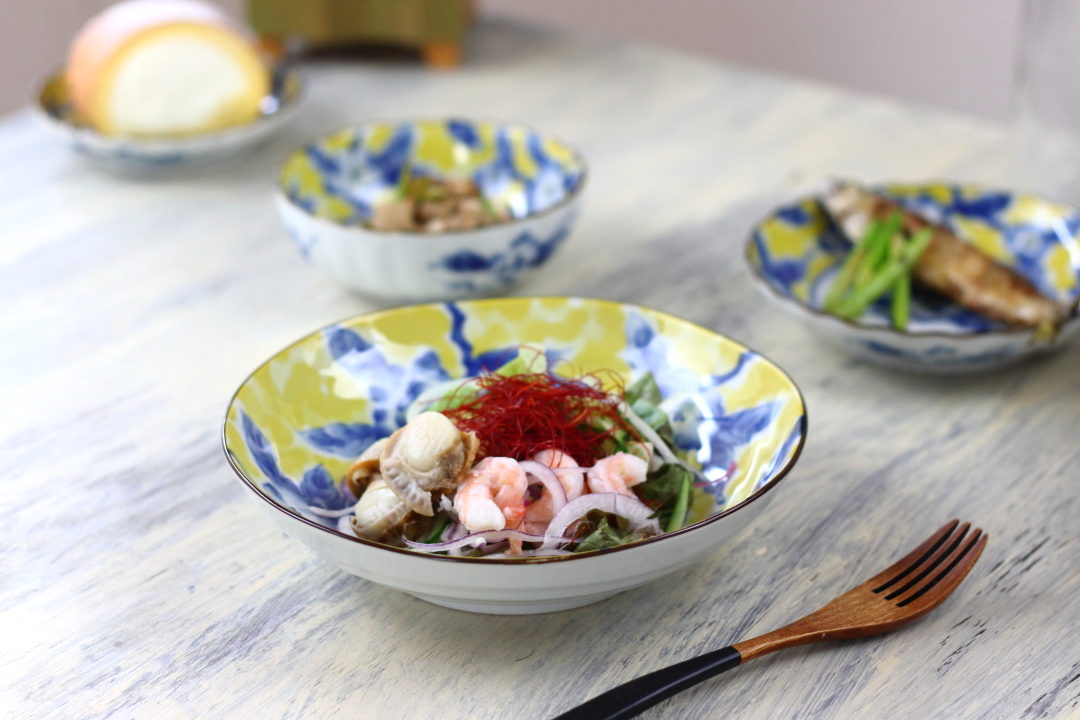 楽天市場】黄彩花紋 深鉢 21cm 日本製 美濃焼 六平68深皿 大皿 中皿 和