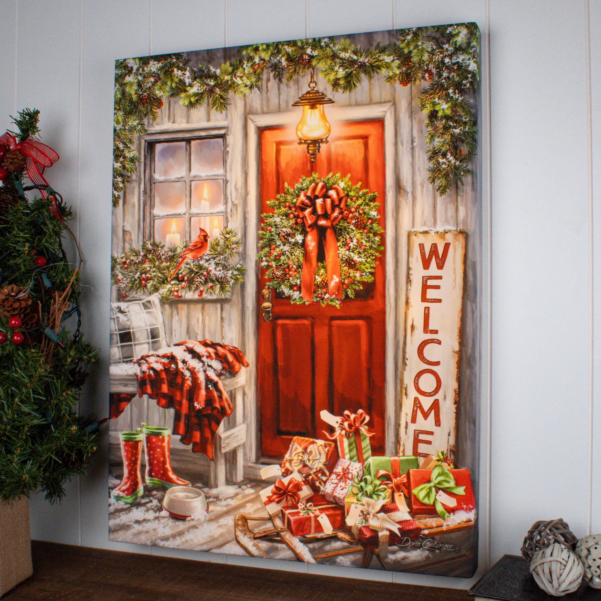 Home For Christmas 18x24 Fully Illuminated LED Wall Art | Glow Decor