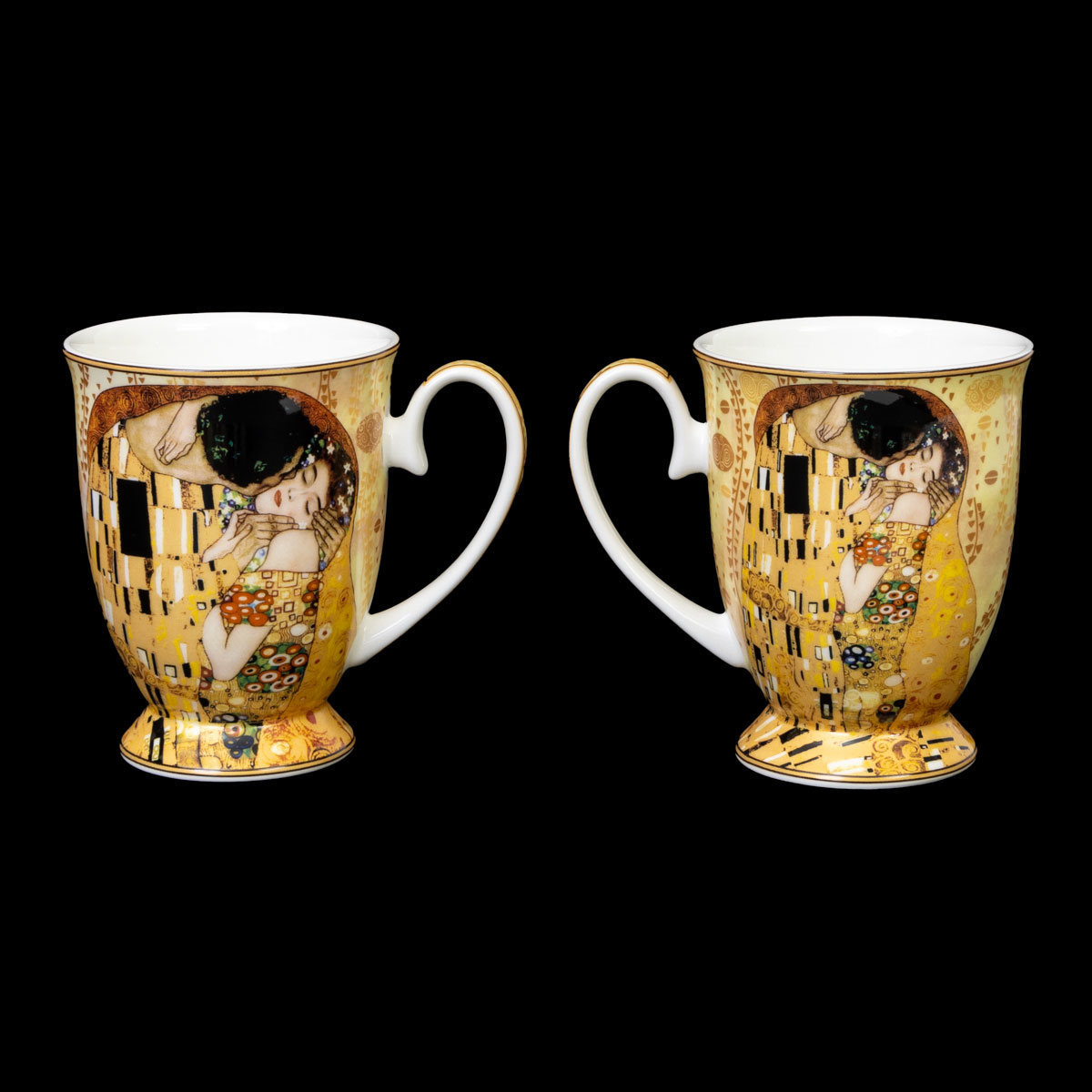 Gustav Klimt Set of 2 porcelain mugs : The kiss (Carmani)
