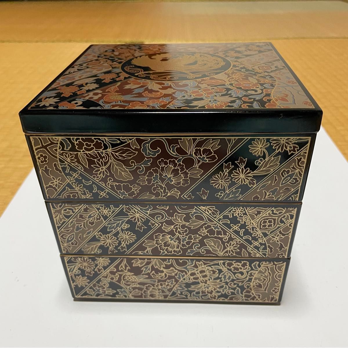 正倉院鳳凰 豪華 金彩 蒔絵 三段重箱1点 山中漆器 おせち料理 未使用