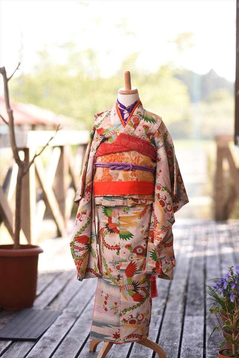SALE】7歳_吉祥鳳凰・帯セット／身丈124・子供着物・七五三 | 着物屋ベーベ