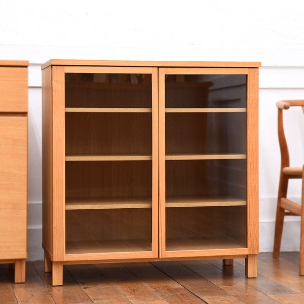 イズヤオンライン | 無印良品 / Japan MUJI タモ材 ガラス扉キャビネット