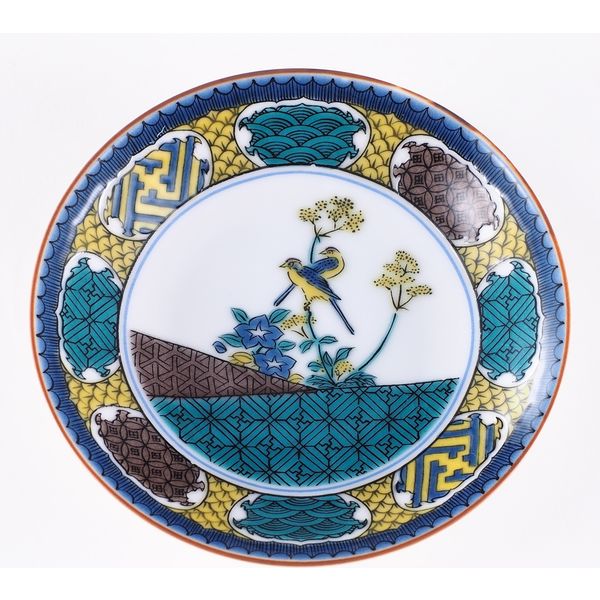 青郊 【九谷焼】豆皿名品コレクション 古九谷色絵双鳥秋草図 MC-28-8p