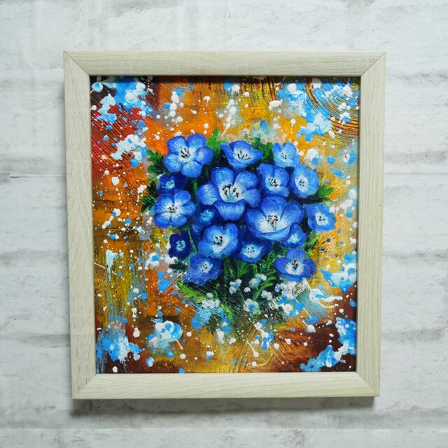 油絵【ネモフィラ】油彩画 絵画 インテリア雑貨 | iichi 日々の暮らし