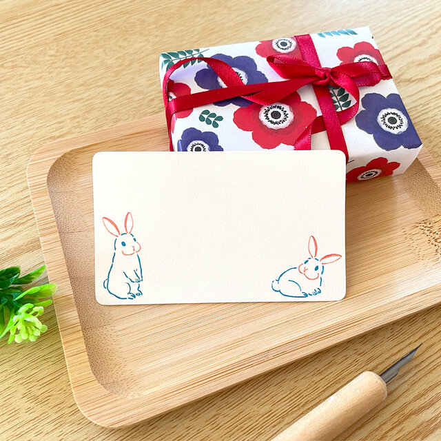 うさぎのメッセージカード〈10枚入〉名刺サイズ ミニカード ギフト
