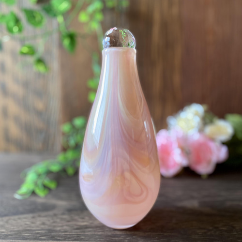 マーブルの涙のフラワーベース ピンクベージュ 一輪挿し 花器 一輪挿し