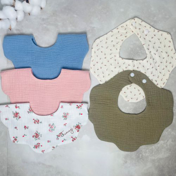 ガーゼスタイ【刺繍名入れ】よだれかけ/ベビー/保育園/出産祝い/ギフト