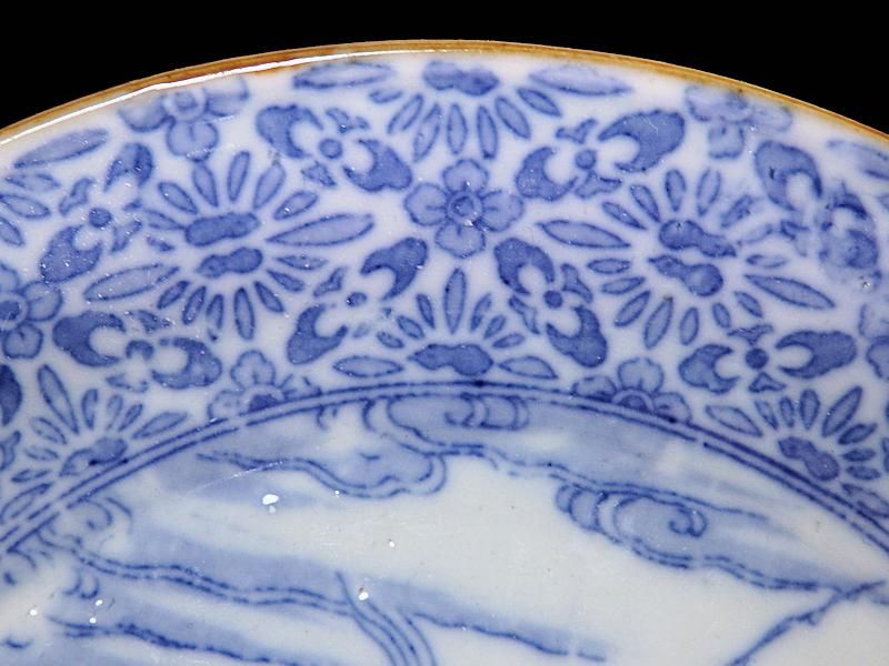 伊万里 染付 型刷印判 浦島太郎図 6寸皿
