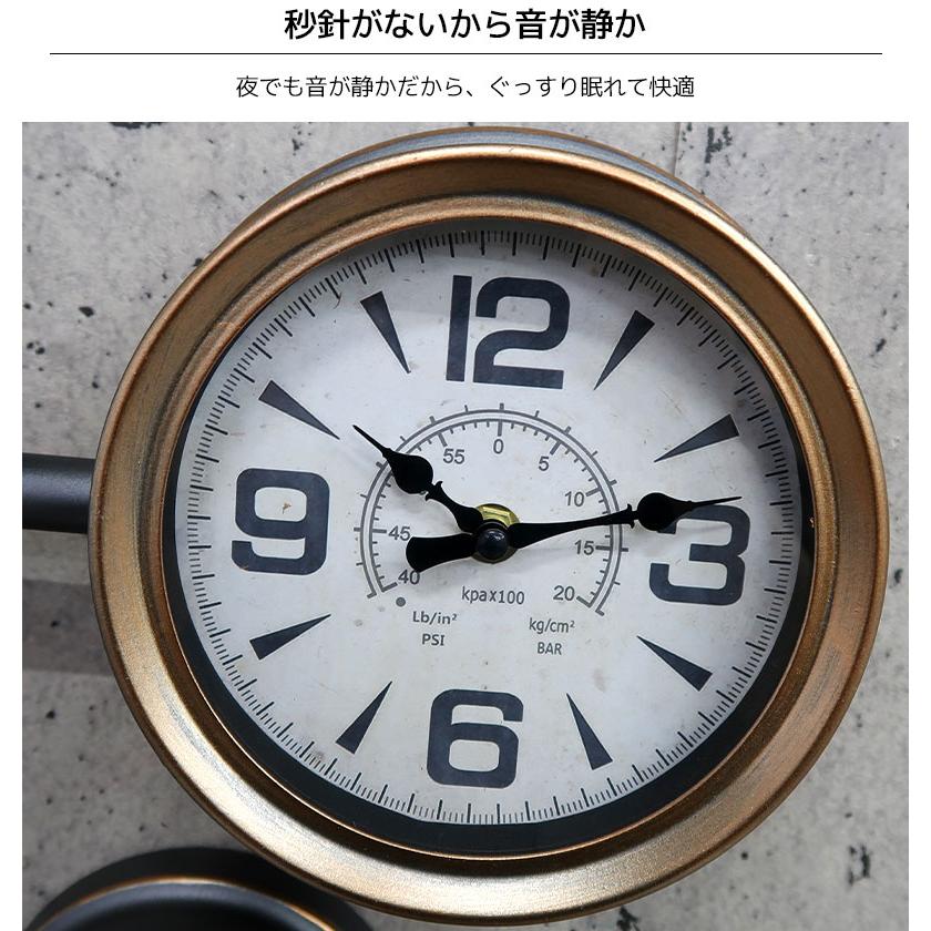 ウォールクロック 壁掛け時計 水道管 アンティーク インダストリアル