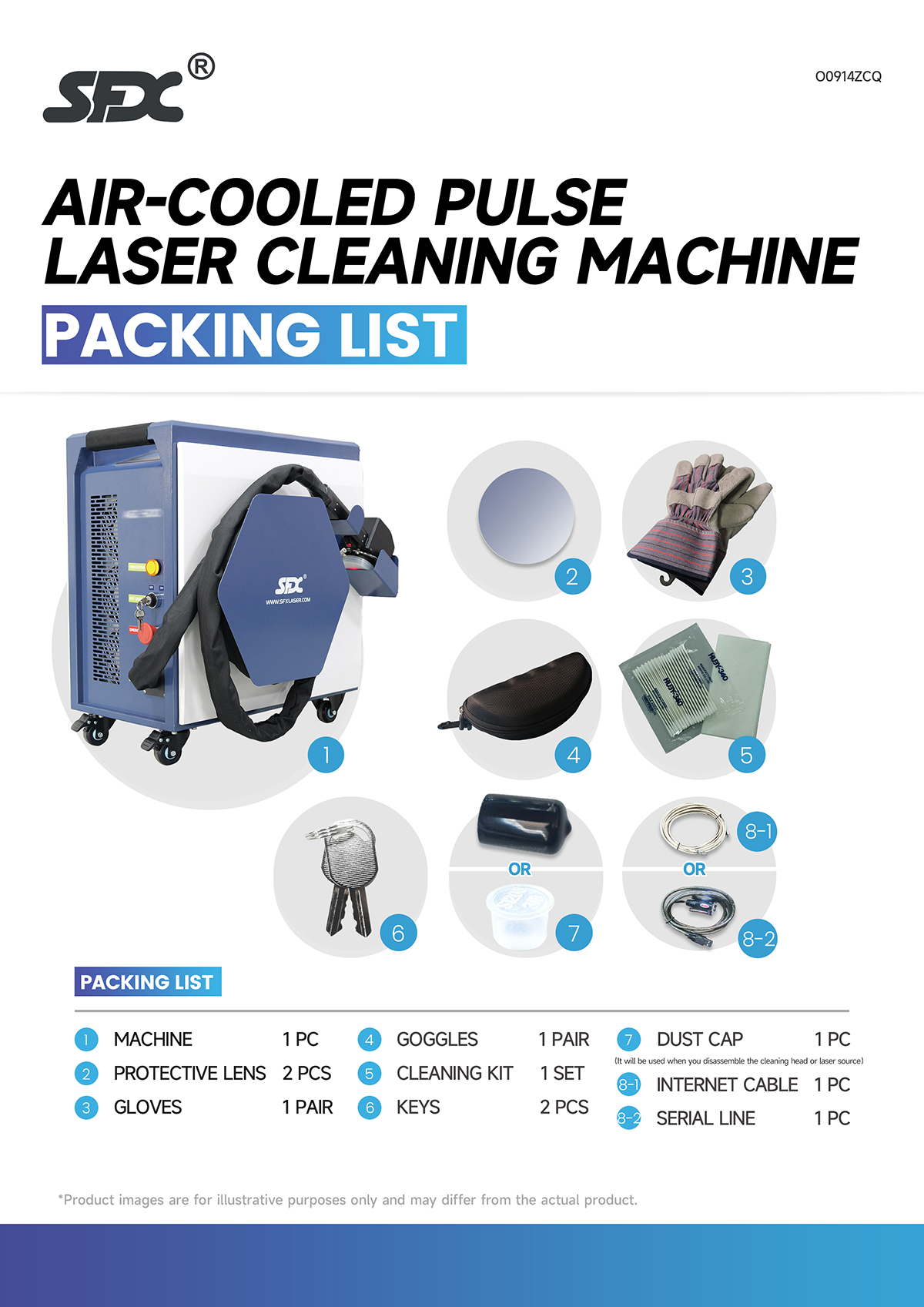 US Stock SFX AGC 300W 500W Air Cooled Pulse Laser Cleaning Machine