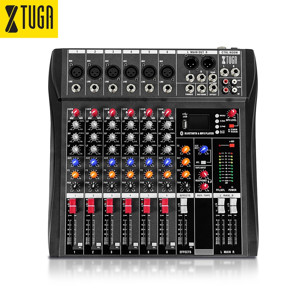 Xtuga CT60X Audio Mixer - 6 Channels, Professional Sound