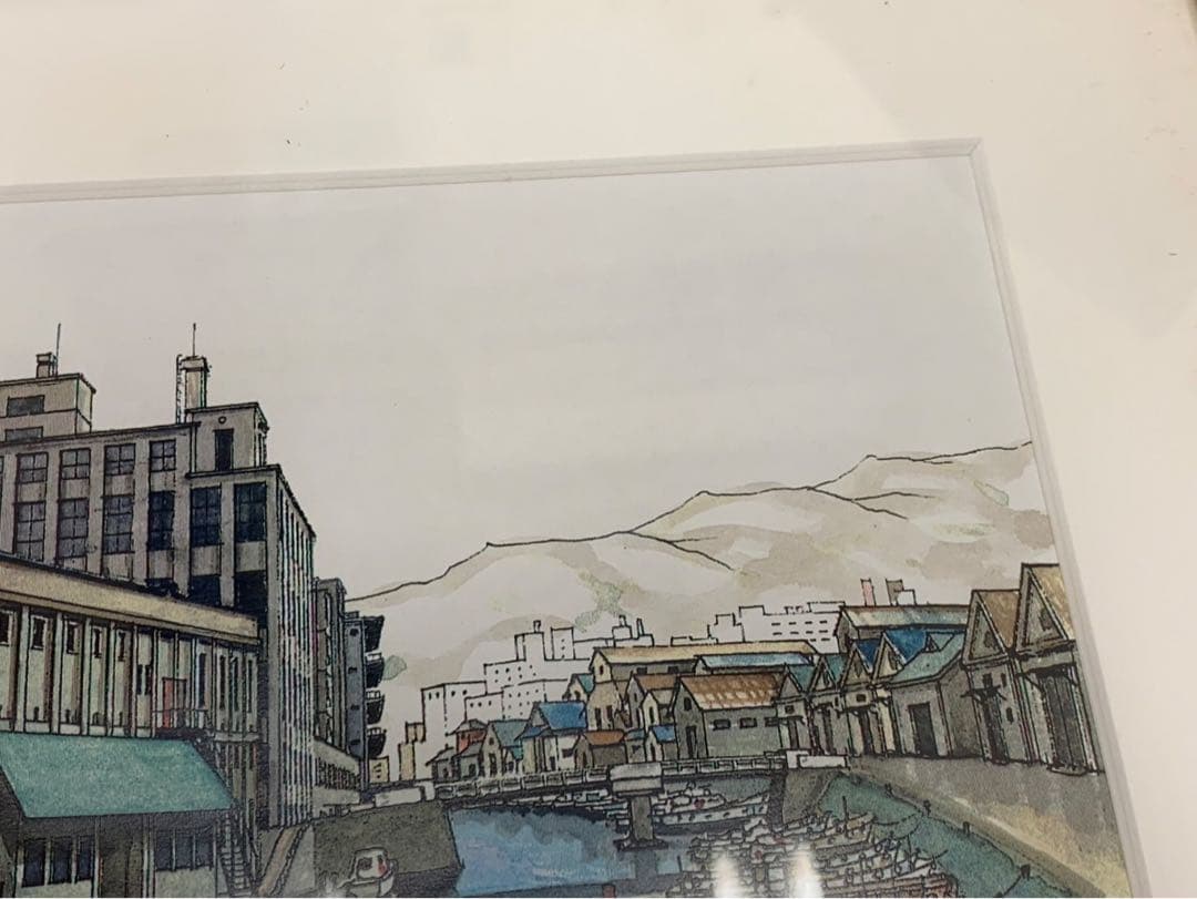 リトグラフ 十辺芳生 小樽運河 168/500 画寸21.5×15.5cm