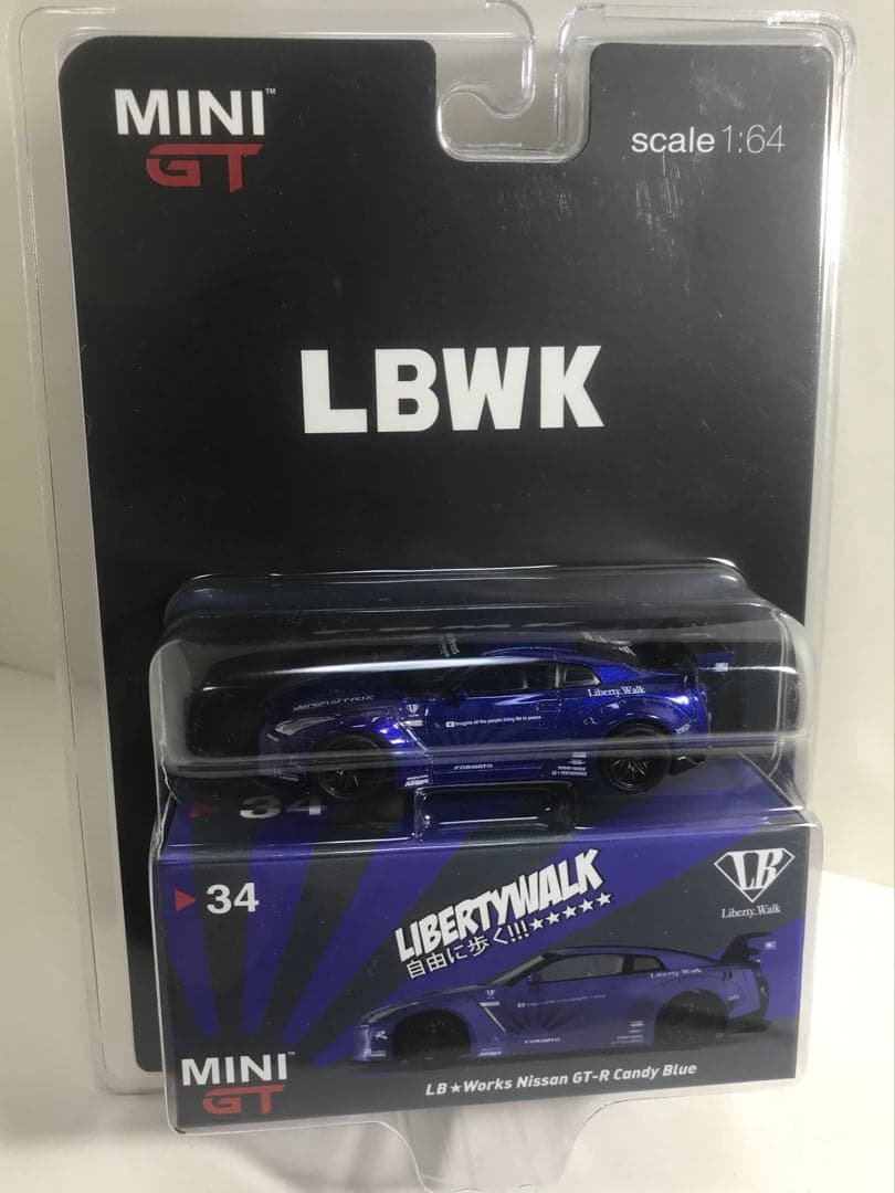 リバティーウォーク 1/64 ミニカー GT 北米仕様　キャンディーブルー未開封 1/64スケール MINI GT「LB-WORKS フォード・マスタングGT」(ホワイト