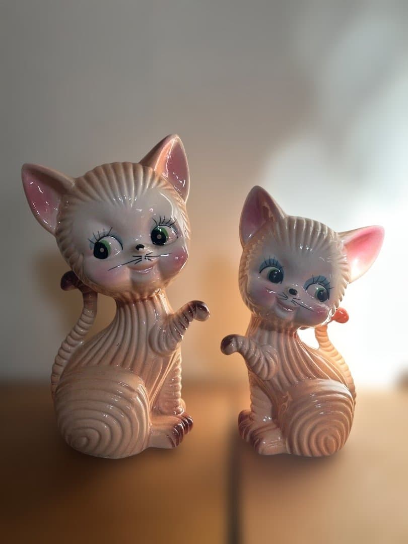陶器製猫の置物 2体セット sen｜twin cats ねこの置物（陶器）【インテリア】【プレゼント】【猫