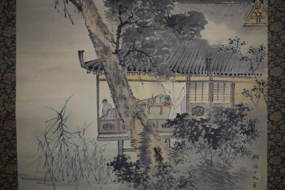 真作/森寛斎/明月杜鵑図/楼閣図/桐題箱付/布袋屋掛軸HH-108 森寛斎自筆『月に杜鵑図』掛軸（極箱） - メルカリ