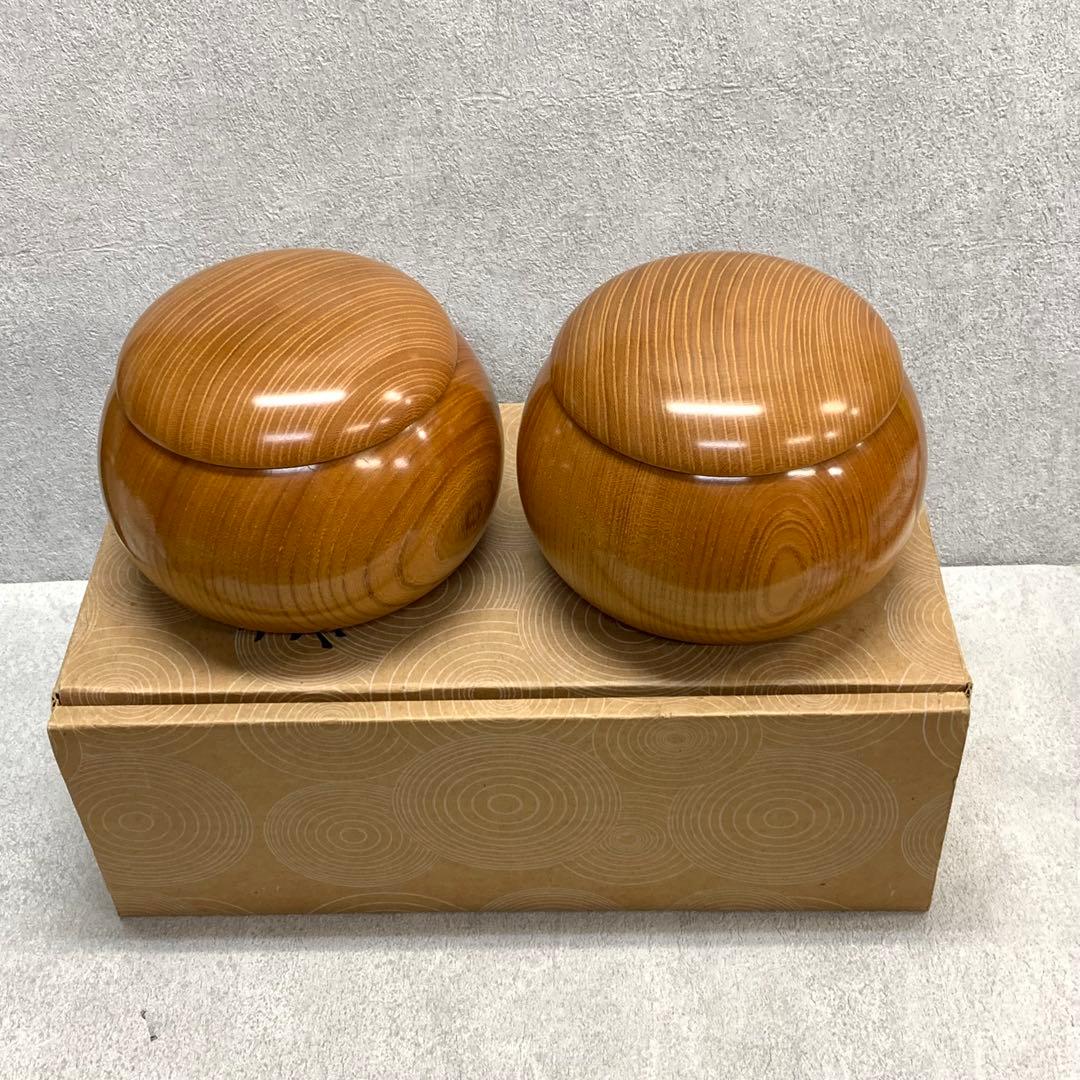 美品！懐志 碁笥 欅 特大 36号 1セット 銘入り 囲碁 碁石入れ 高級碁笥 囲碁 木製碁笥 欅 特大 桐製碁笥箱付き ※蛤碁石36号まで収納可能