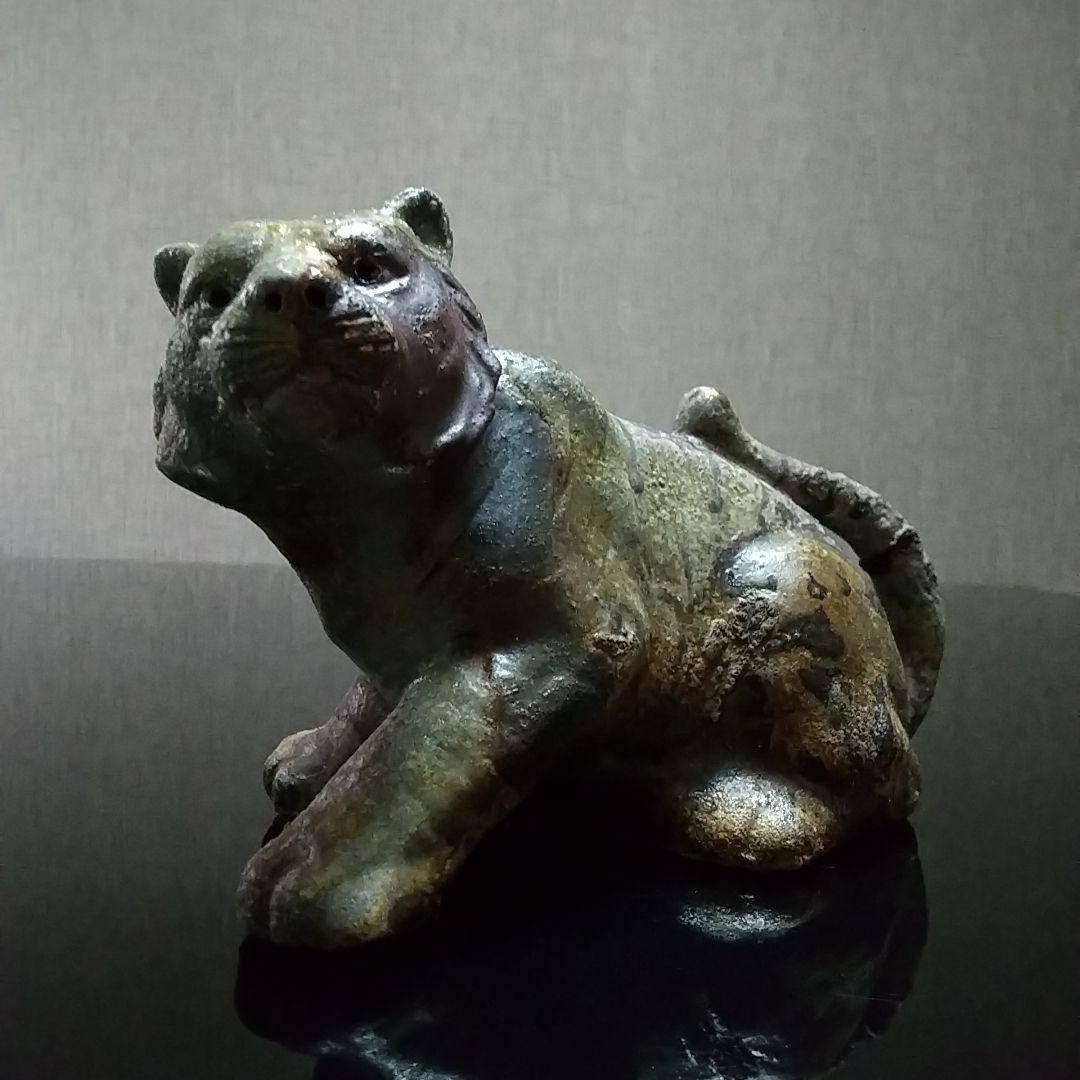 【備前焼 虎】Bizen ware tiger figurine (送料込み) Bizen-yaki Pottery | Authentic Japanese Ceramic Art by Chikoyaki