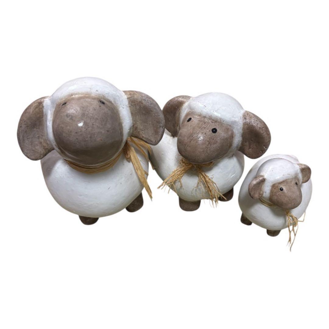 sheep（羊）アンティークオブジェ　置物　テラコッタ陶器　3個セット sheep（羊）アンティークオブジェ 置物 テラコッタ陶器 2027年干支