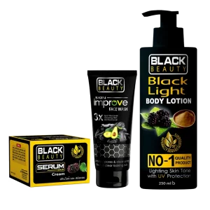 কম্বো অফার (০১) ব্ল্যাক বিউটি সিরাম নাইট ক্রিম + ফেসওয়াশ + ১টি ফ্রি লোশন